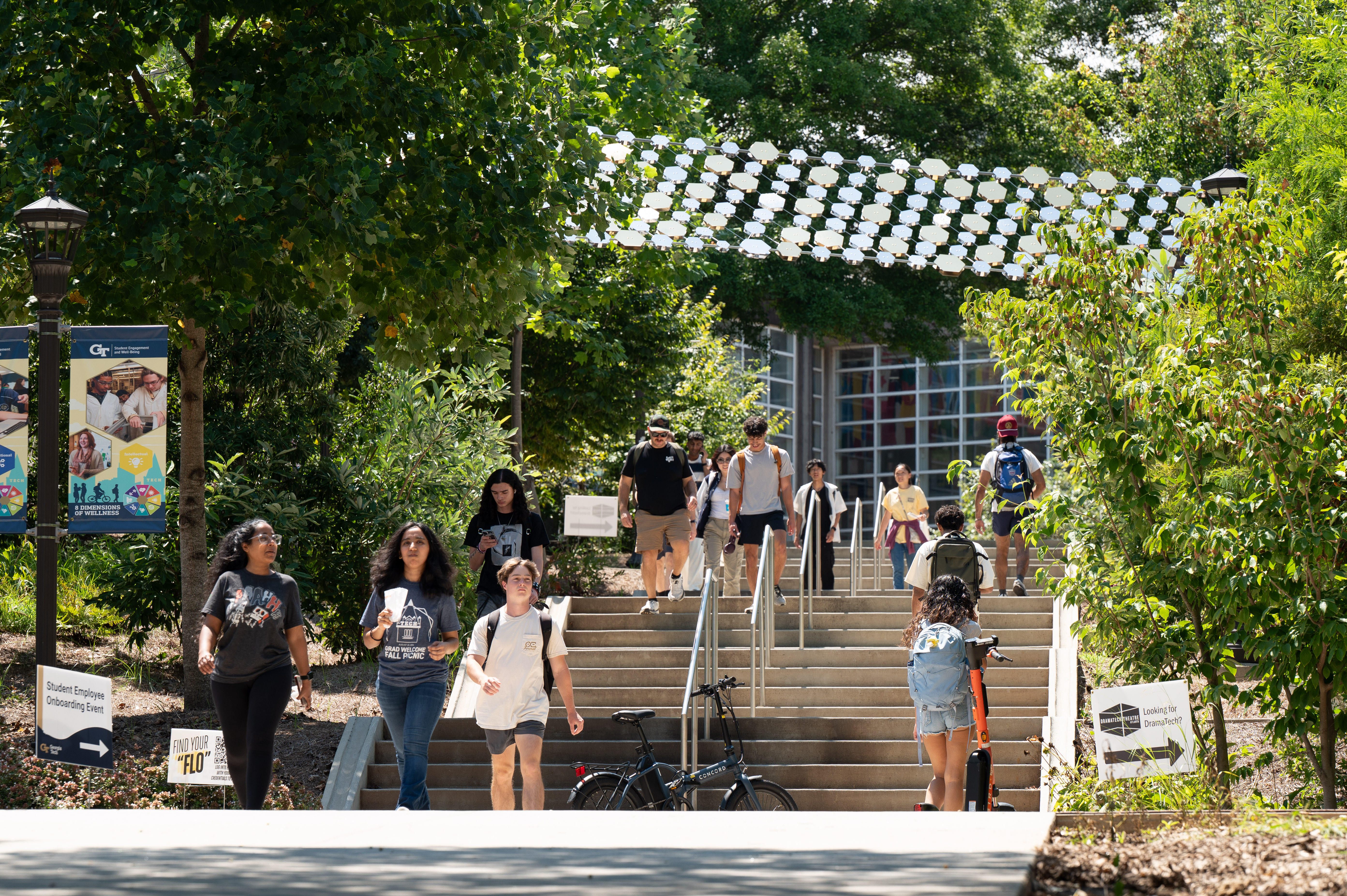 students walking on campus